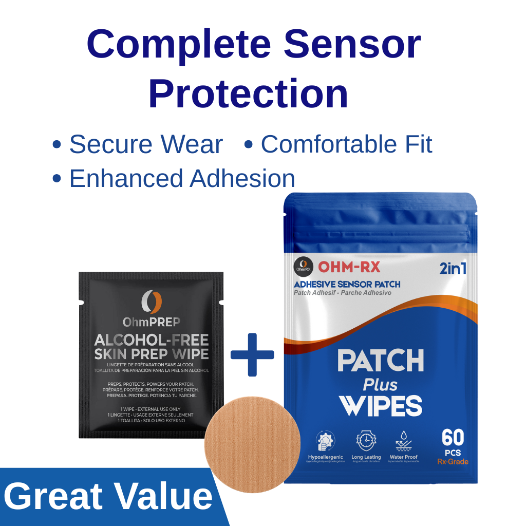 OhmRx Libre 3 / Lingo Patch + OHM PREP Wipe – Waterproof, Pre‑Cut