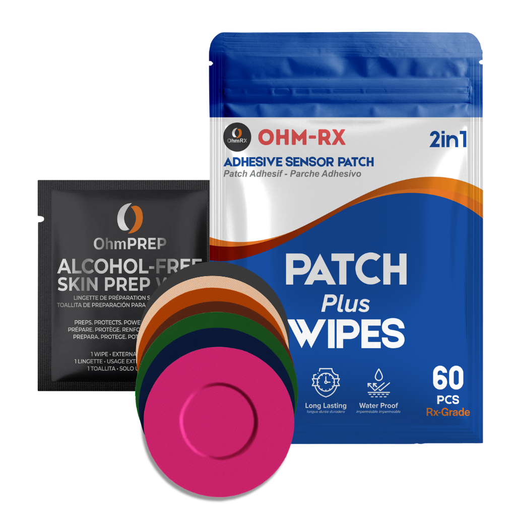 OhmRx Libre 2 Patch + OHM PREP Wipe – Waterproof, Pre‑Cut Adhesive Combo Pack