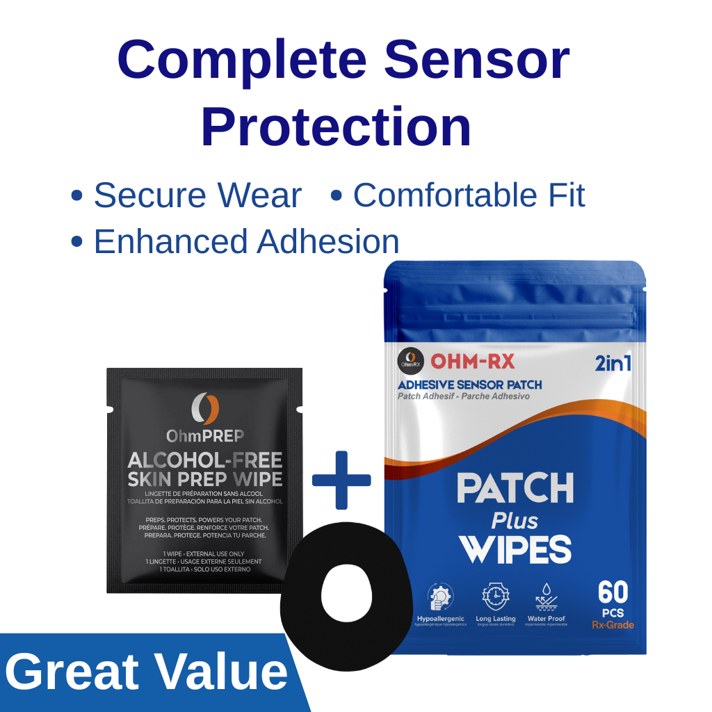 OhmRx Dexcom G7 Patch + OHM PREP Wipe – Waterproof, Pre‑Cut