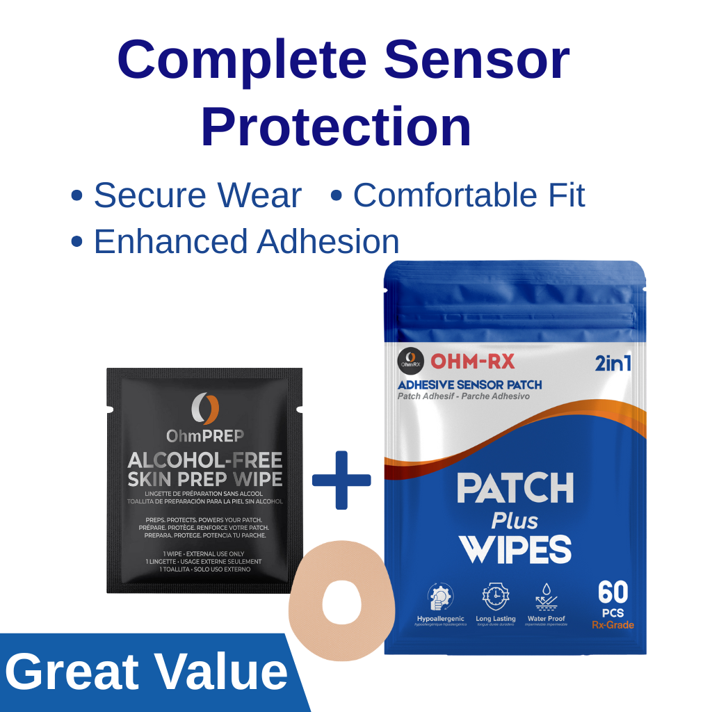 OhmRx Dexcom G7 Patch + OHM PREP Wipe – Waterproof, Pre‑Cut