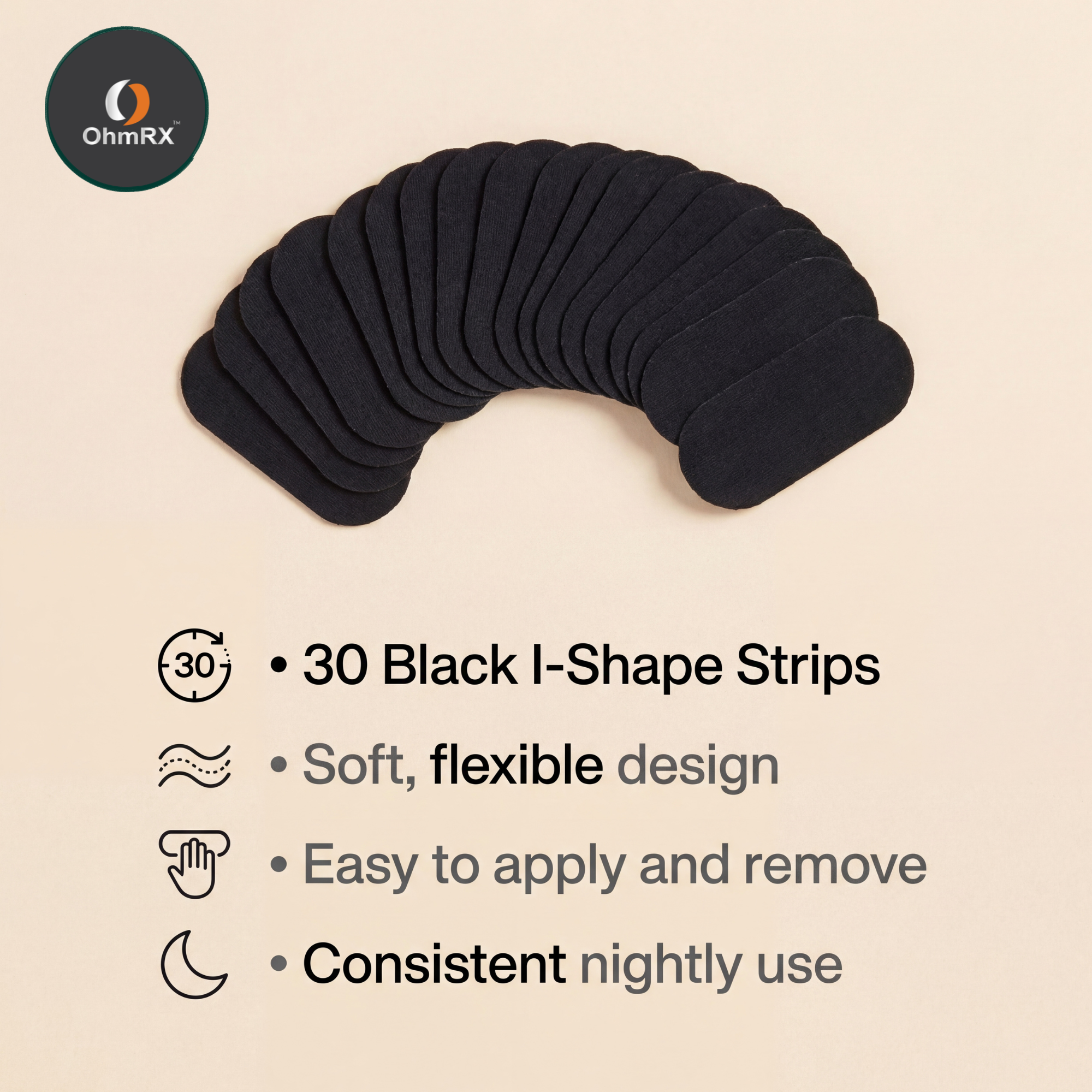 OhmRx Mouth Tape – Gentle, Hypoallergenic Nighttime Breathing Strips (30 Count)