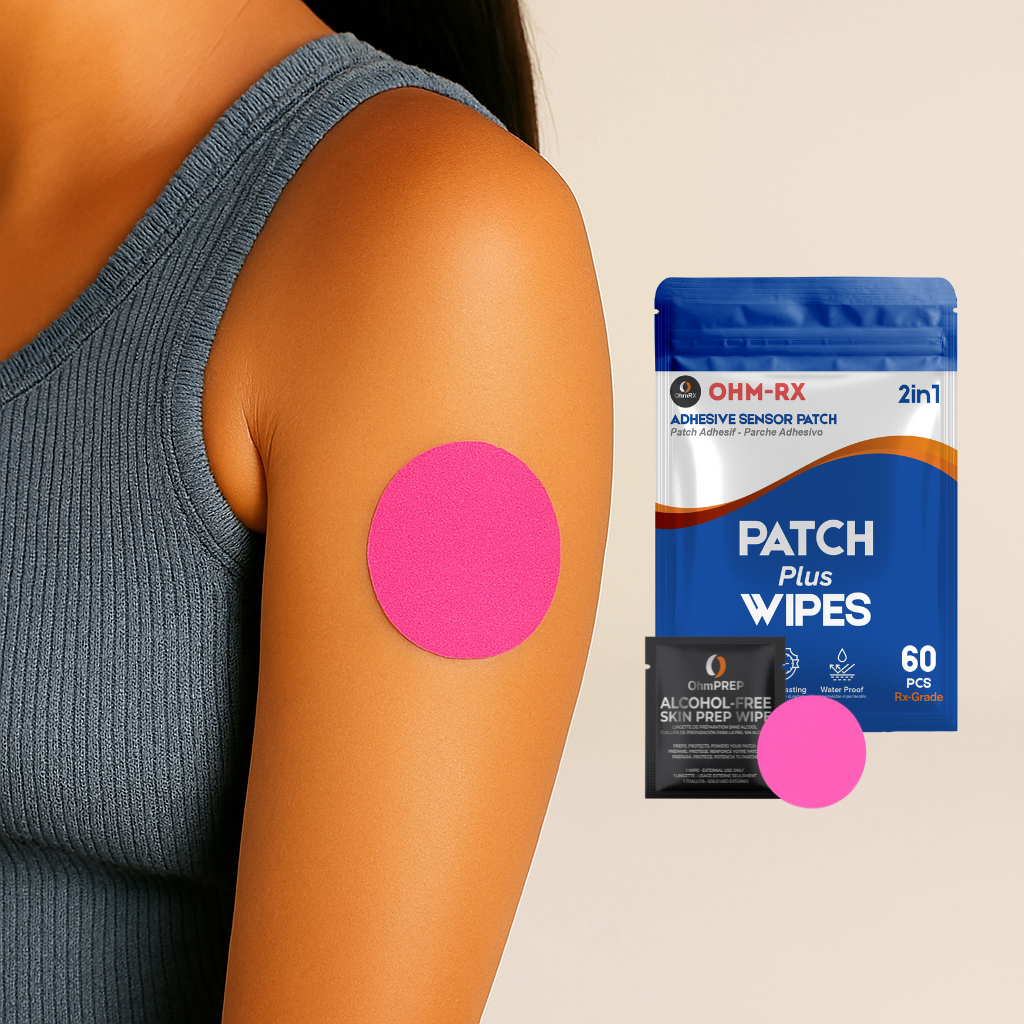 OhmRx Libre 3 / Lingo Patch + OHM PREP Wipe – Waterproof, Pre‑Cut