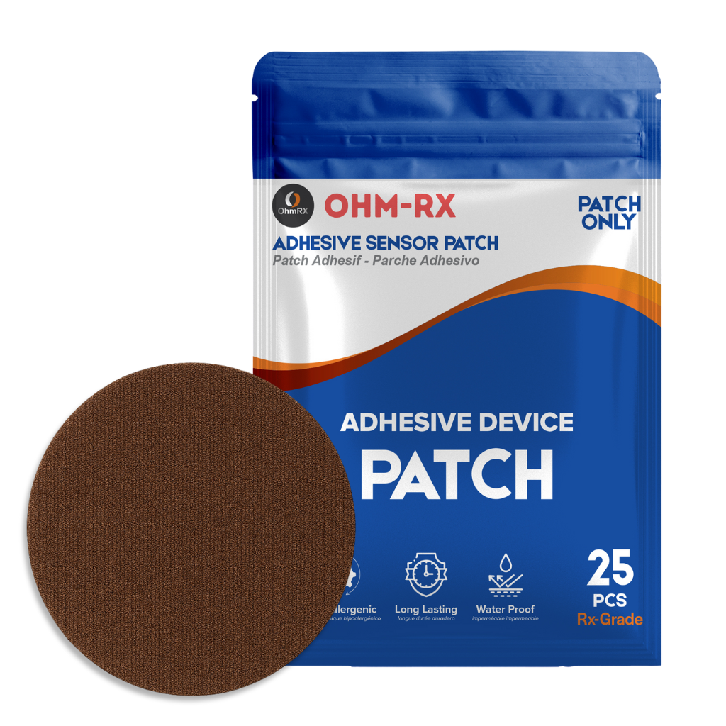 OhmRx Libre 2 / Libre 2 Plus Waterproof Sensor Covers – Pre‑Cut Adhesive Patches (Pack of 25)
