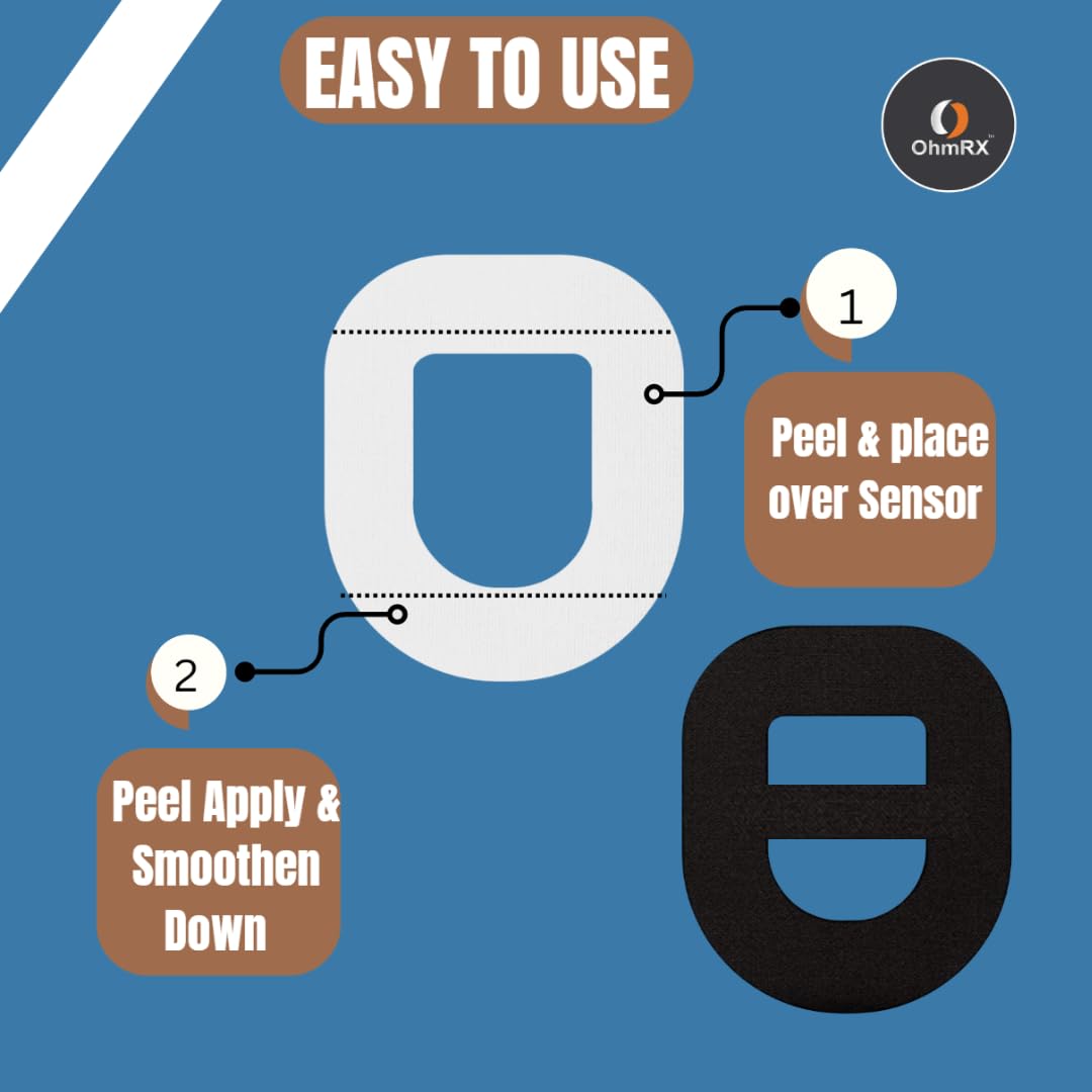 OhmRx Omnipod 5 Adhesive Patches – Waterproof, Pre‑Cut, With Strap