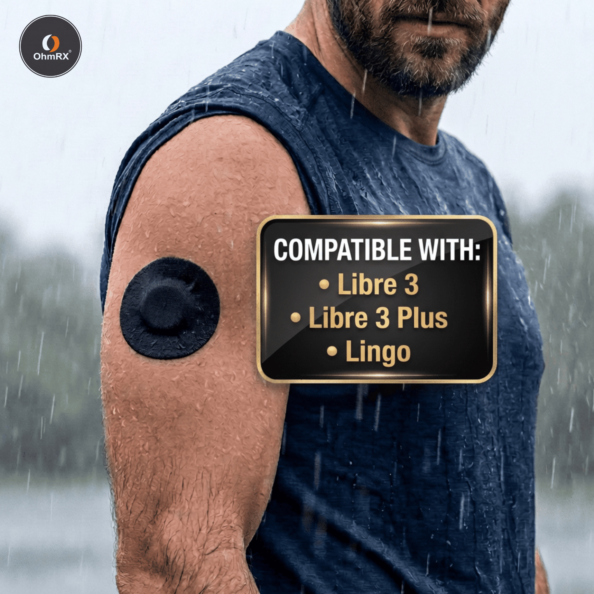 OhmRx Libre 3 / Lingo Patch + OHM PREP Wipe – Waterproof, Pre‑Cut