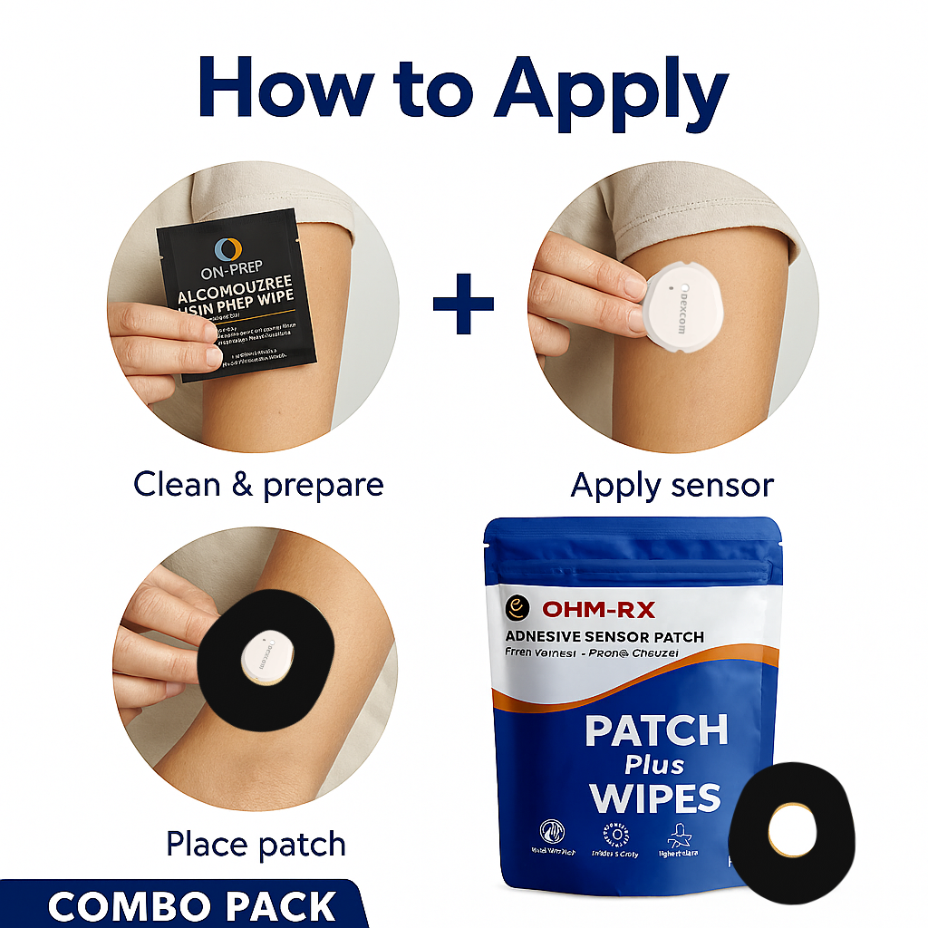 OhmRx Dexcom G7 Adhesive Patches – Waterproof, Pre‑Cut