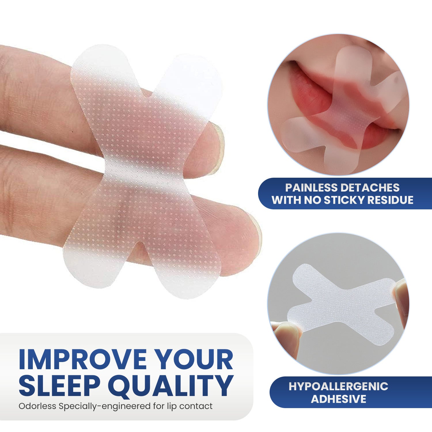 OhmRx Mouth Tape – X Clear | Gentle, Hypoallergenic Nighttime Breathing Strips (90 Count)