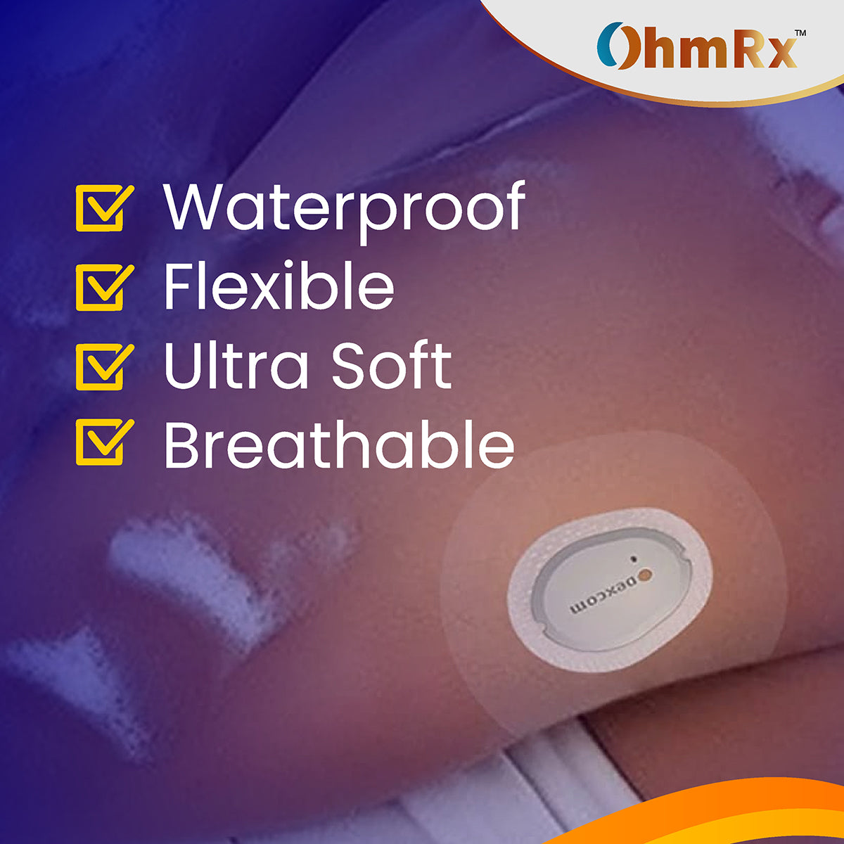 OhmRx Dexcom G7 Adhesive Patches – Waterproof, Pre‑Cut