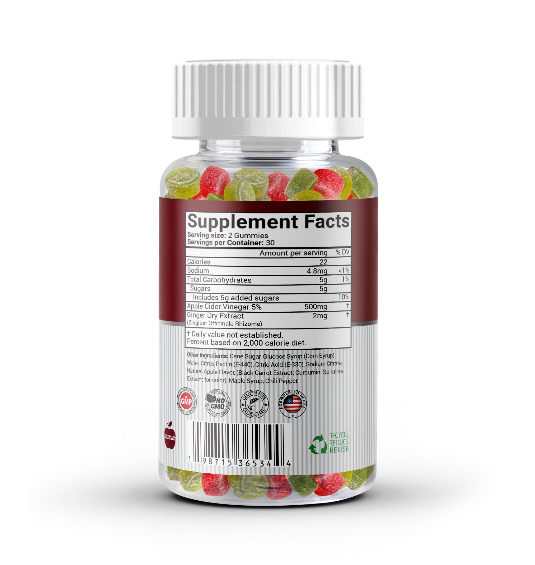 Pristine Vite Apple Cider Vinegar Gummies – 60 Count