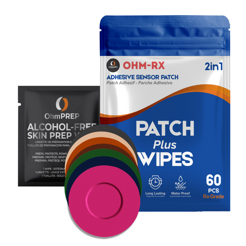 OhmRx Libre 3 / Lingo Patch + OHM PREP Wipe – Waterproof, Pre‑Cut