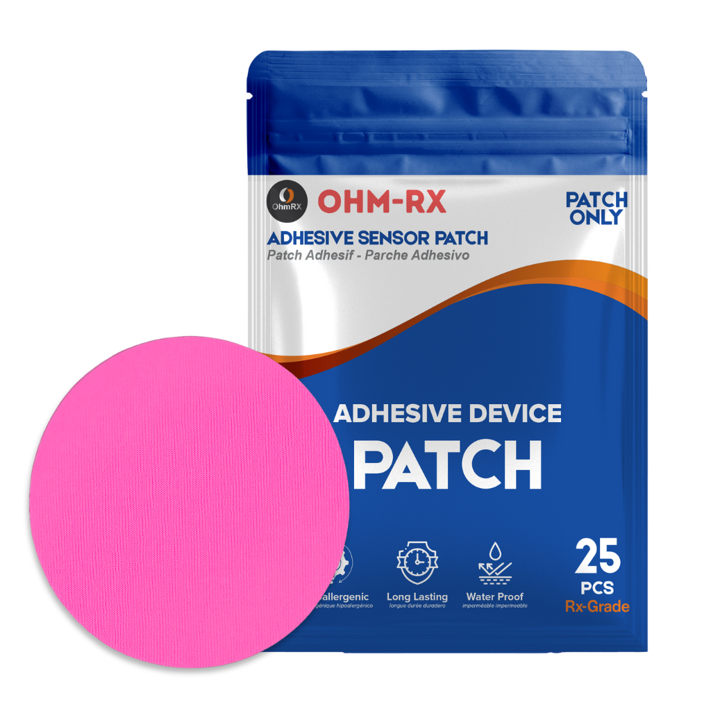 OhmRx Libre 2 / Libre 2 Plus Waterproof Sensor Covers – Pre‑Cut Adhesive Patches (Pack of 25)