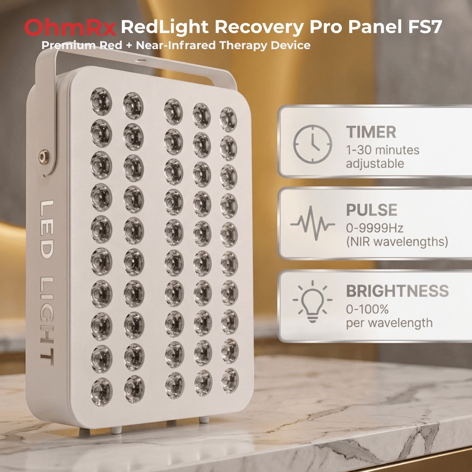 OhmRx RedLight Recovery Pro Panel FS7 – 7‑Wavelength Red & NIR LED Device