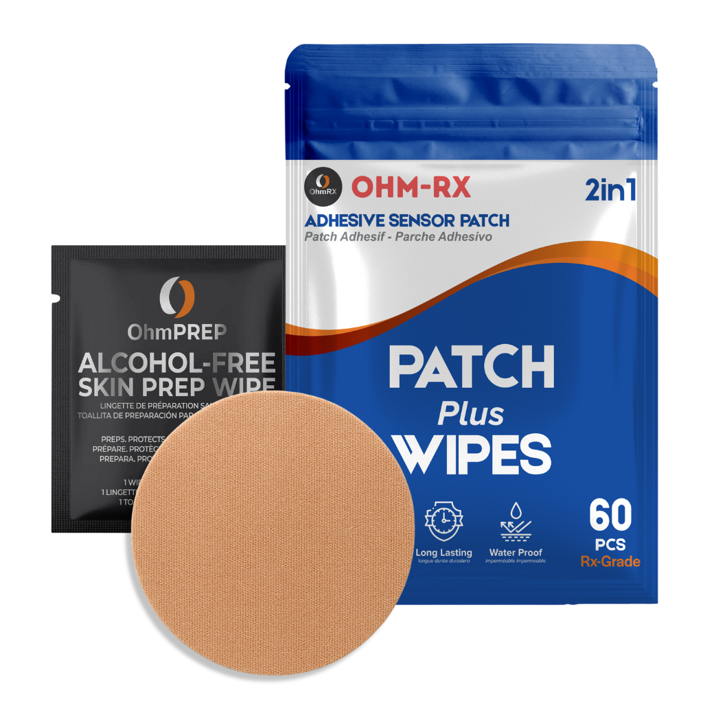 OhmRx Libre 2 Patch + OHM PREP Wipe – Waterproof, Pre‑Cut Adhesive Combo Pack