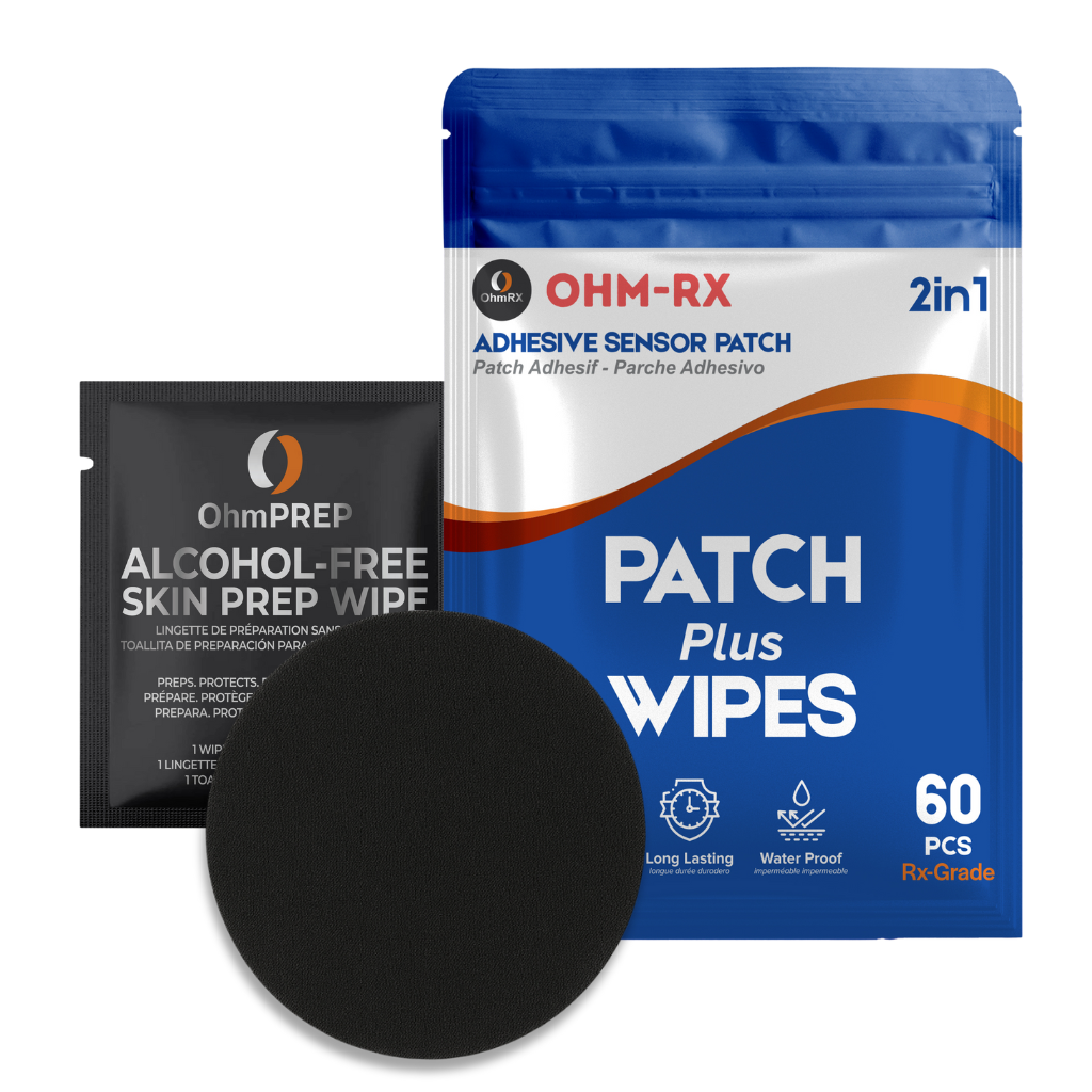 OhmRx Libre 2 Patch + OHM PREP Wipe – Waterproof, Pre‑Cut Adhesive Combo Pack