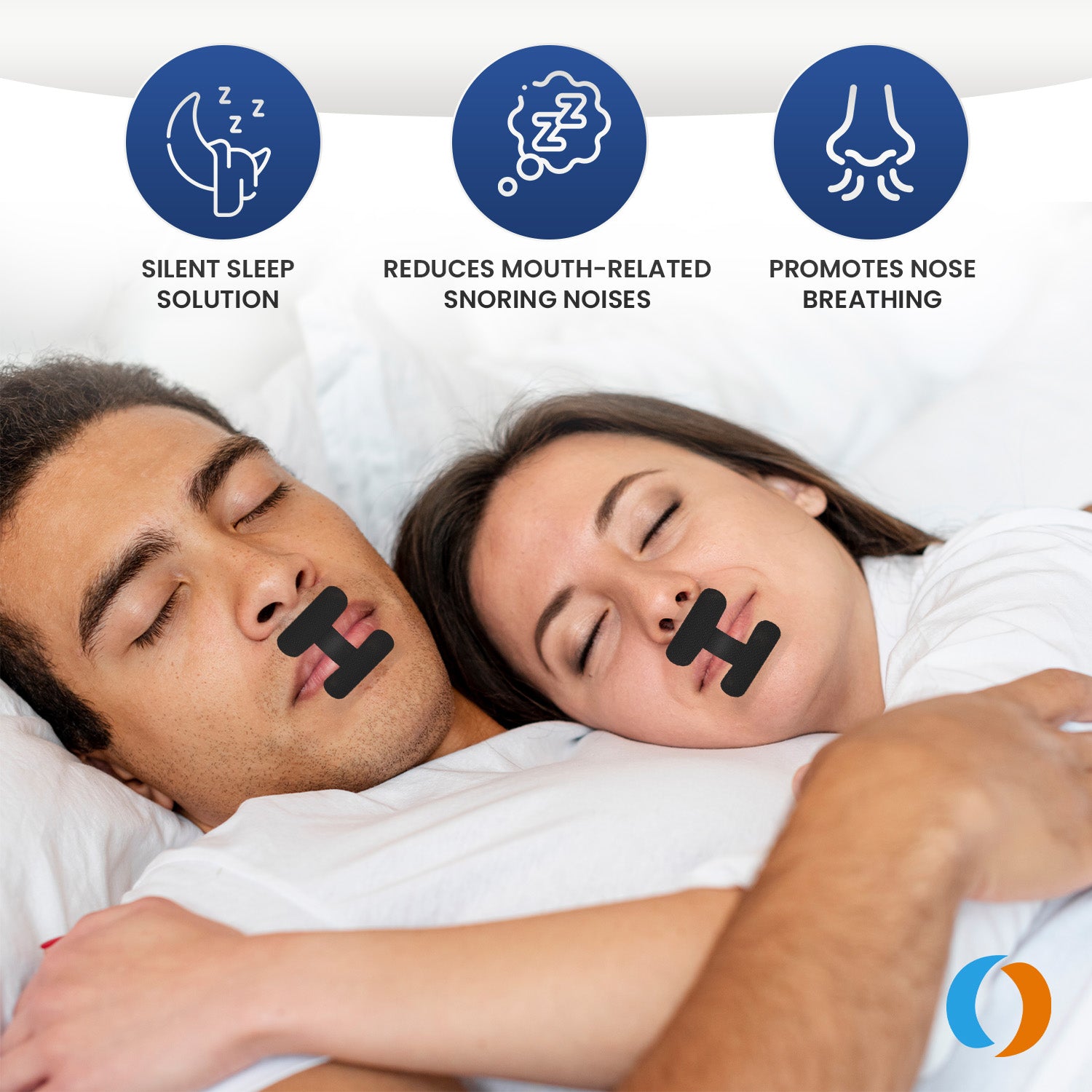 OhmRx Mouth Tape - 60 PCS, H Shape, Black - Premium Sleep Aid - Standard Adhesion