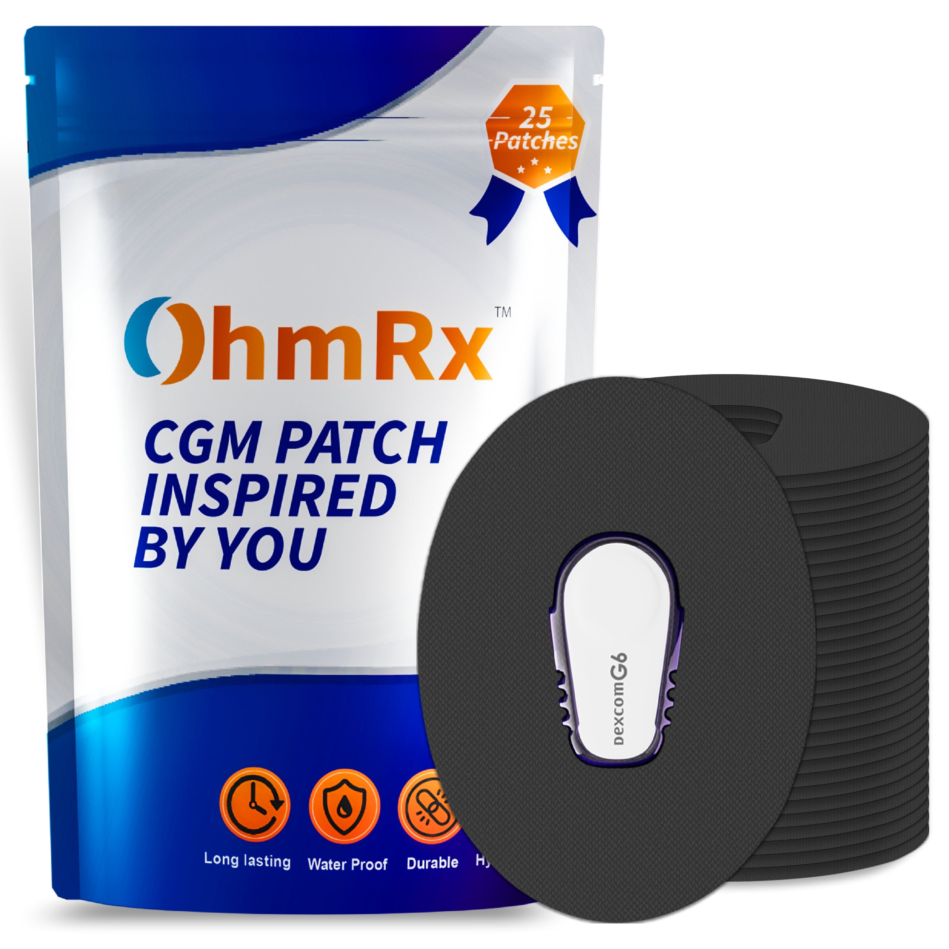 OhmRx Dexcom G6 Adhesive Patches – Waterproof, Pre‑Cut