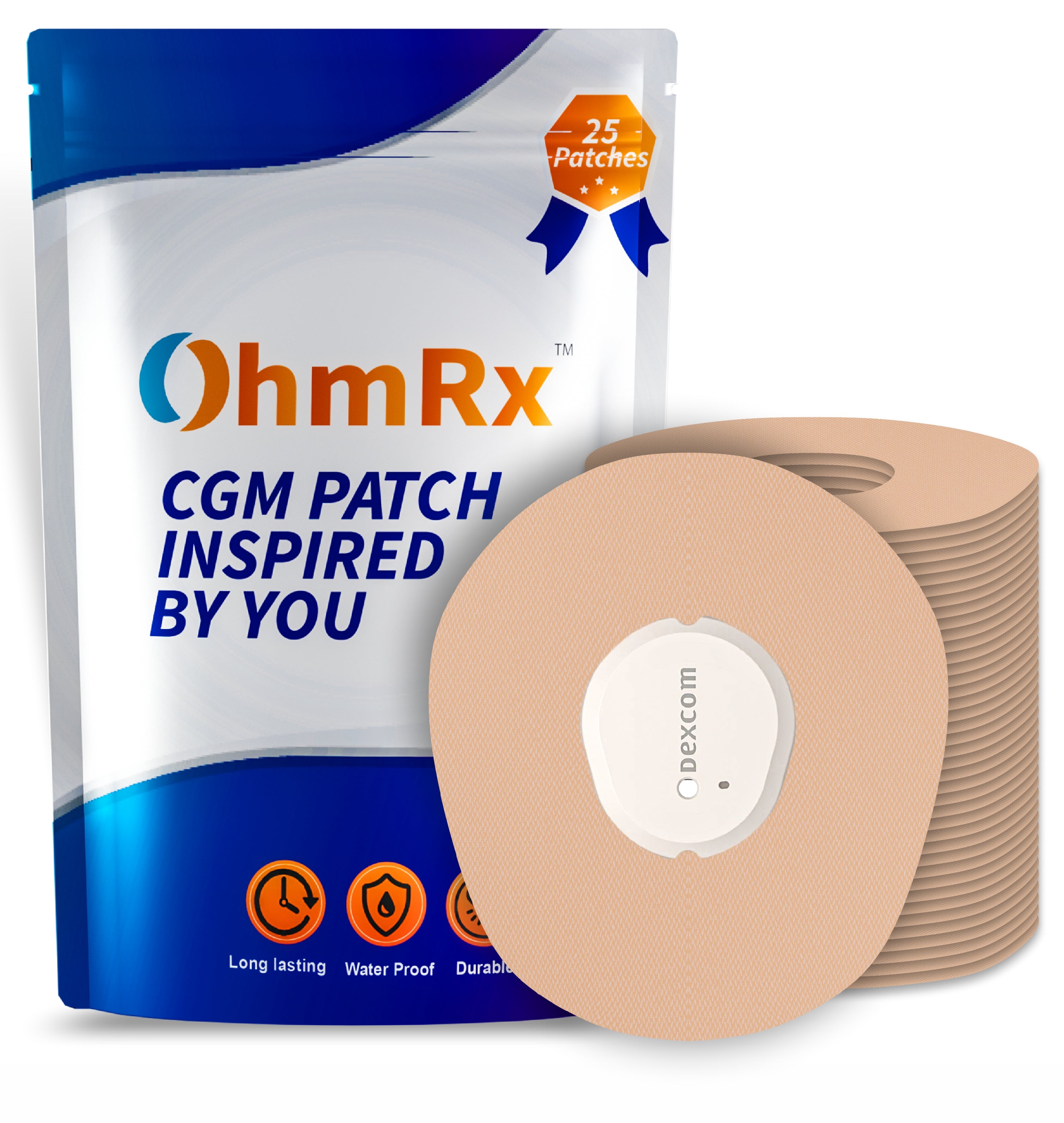 OhmRx Dexcom G7 Adhesive Patches – Waterproof, Pre‑Cut