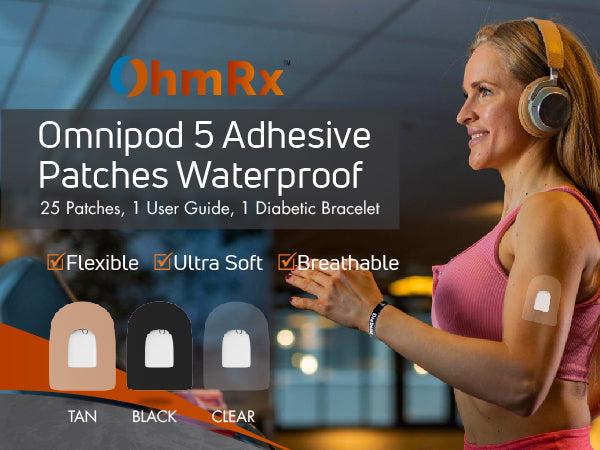 OhmRx Omnipod Adhesive Patches – Waterproof, Pre‑Cut