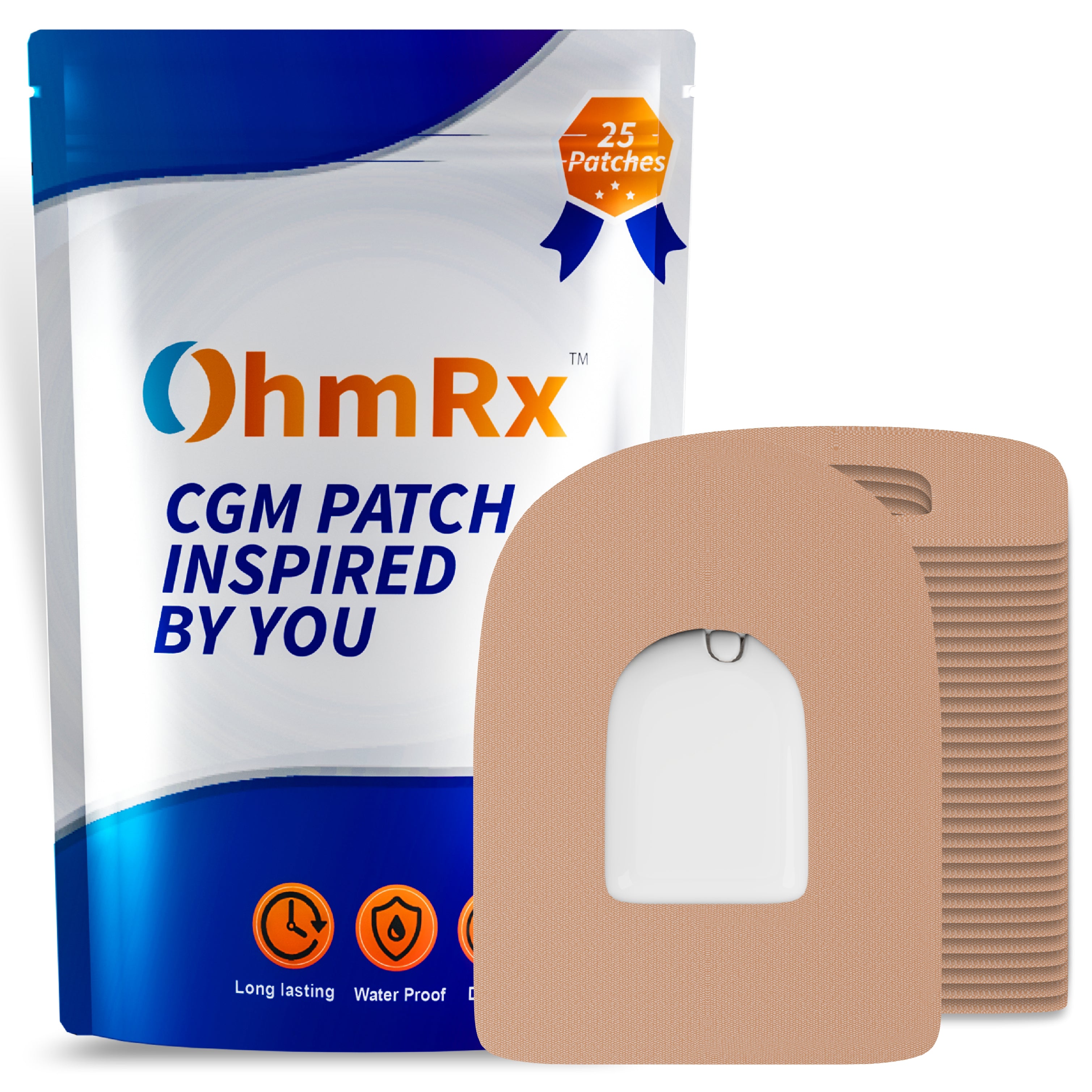 OhmRx Omnipod Adhesive Patches – Waterproof, Pre‑Cut