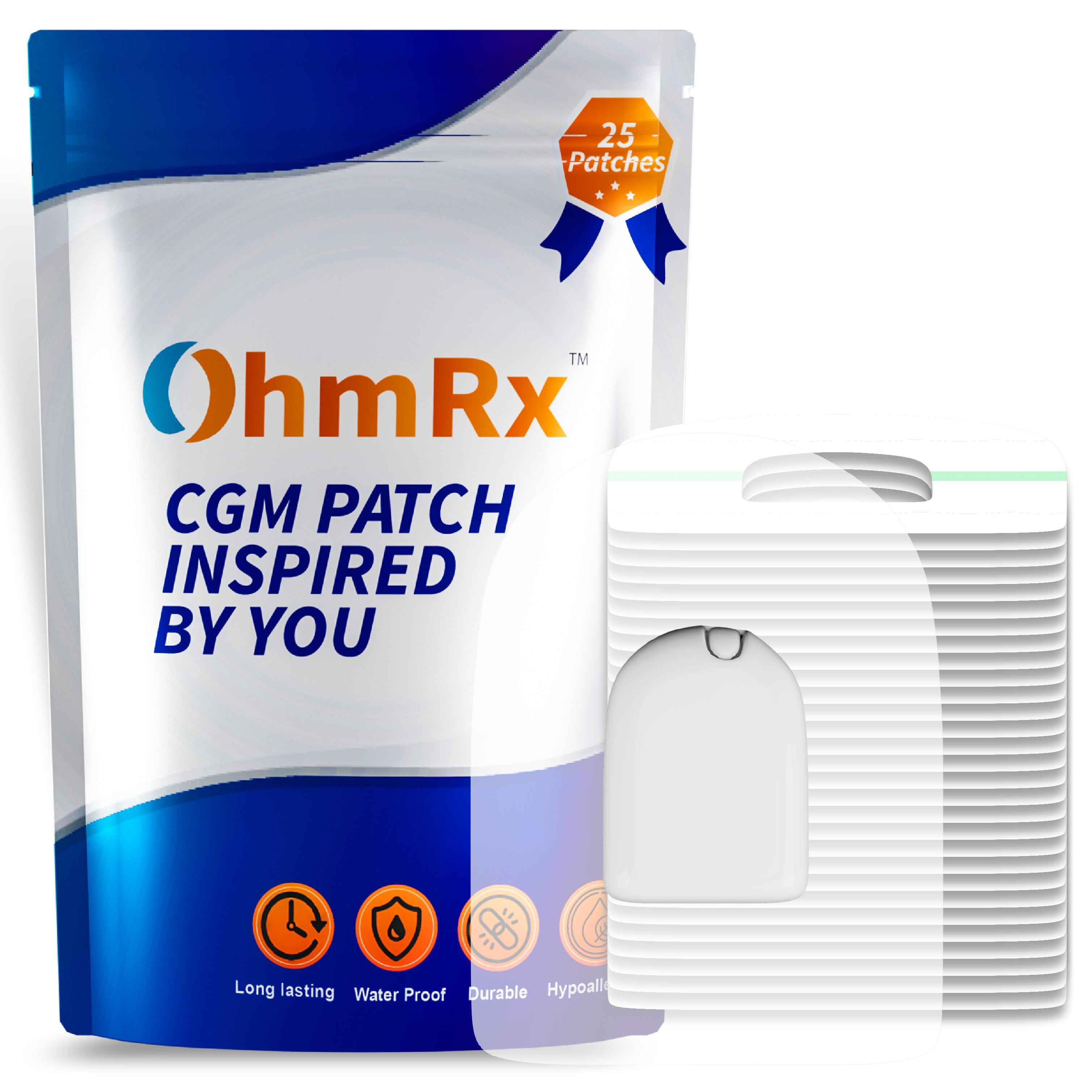 OhmRx Omnipod Adhesive Patches – Waterproof, Pre‑Cut