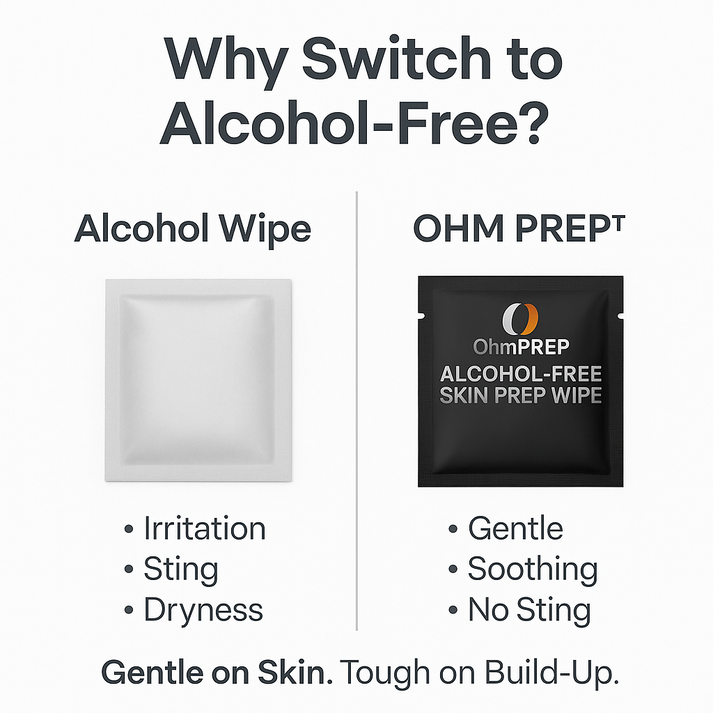 OHM PREP Alcohol‑Free Skin Prep Wipes – 50 Count