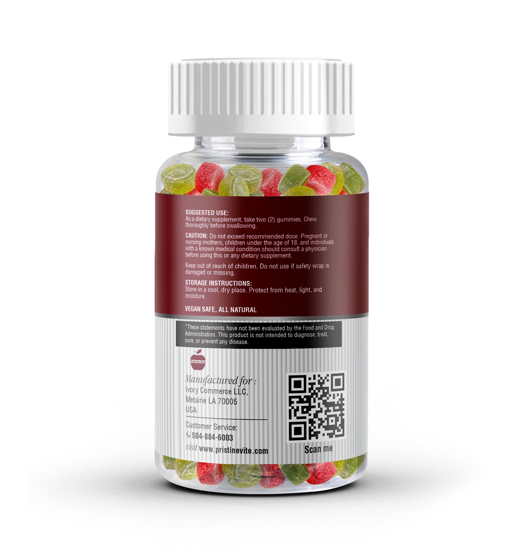 Pristine Vite Apple Cider Vinegar Gummies – 60 Count