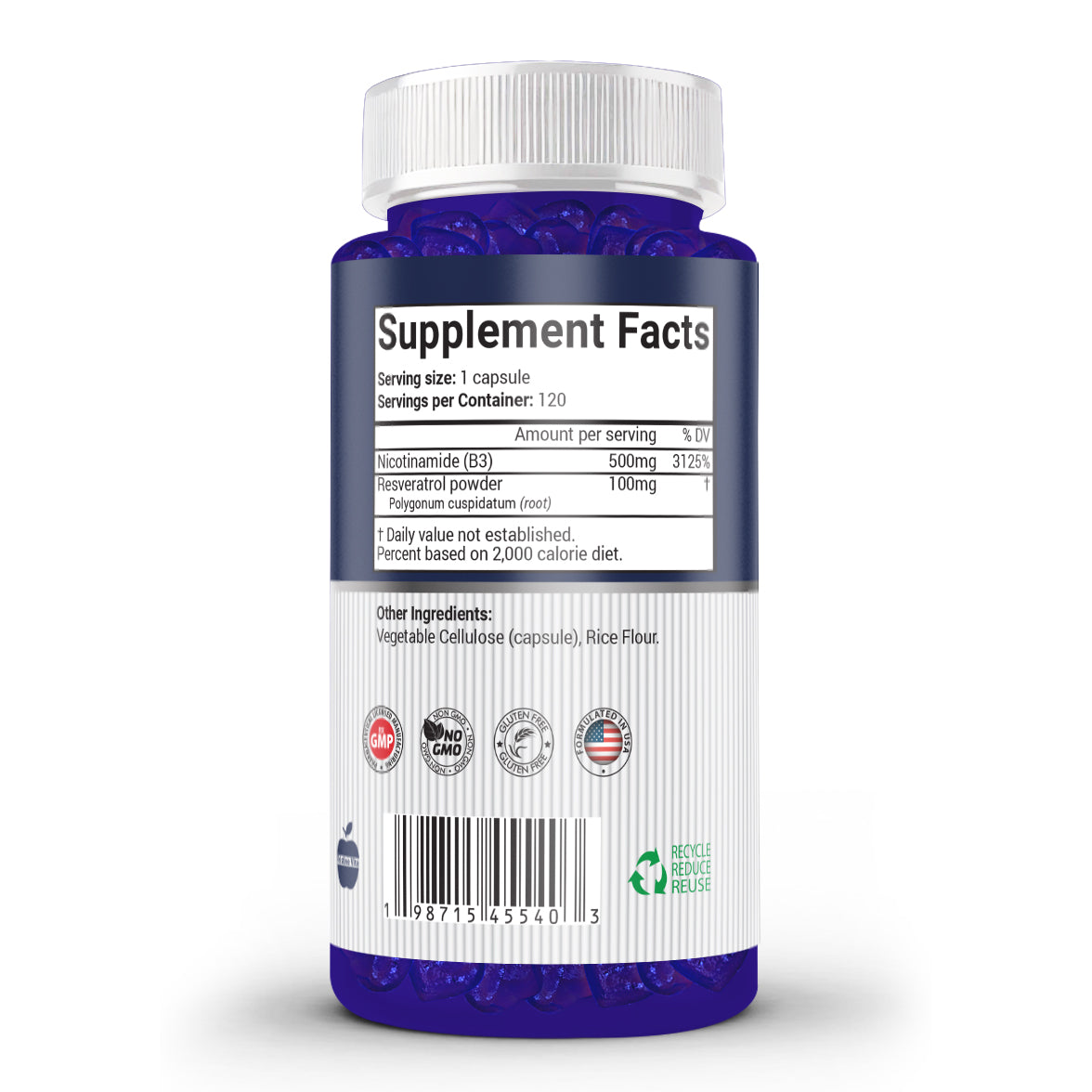 Pristine Vite Nicotinamide + Resveratrol – 120 Capsules